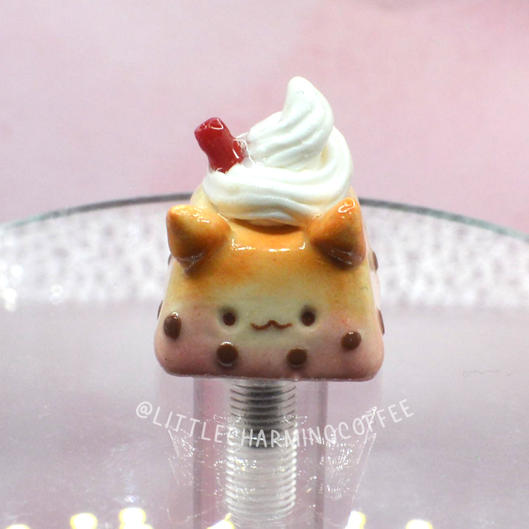 Strawberry Tea Boba Cat | Keycap